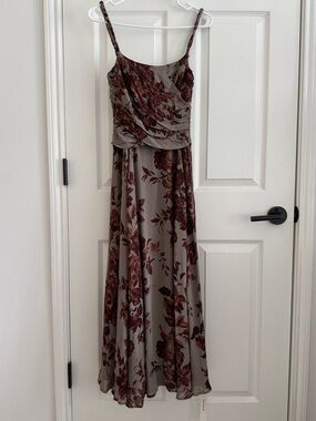 NWT Reformation Raina Floral Maxi Dress — Taupe and Brown/Rust/Burgundy
